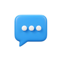 Fototapeta premium Blue Chat Bubble with Dots Symbolizing Typing or Waiting Message