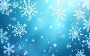 Serene Winter Snowflakes:  Soft Blue Background, Sparkling Lights, Festive Holiday Design.