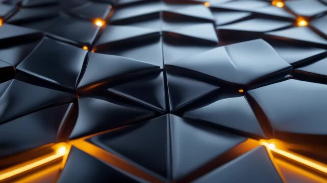 Black Triangular Prisms with Dynamic Orange Light Waves