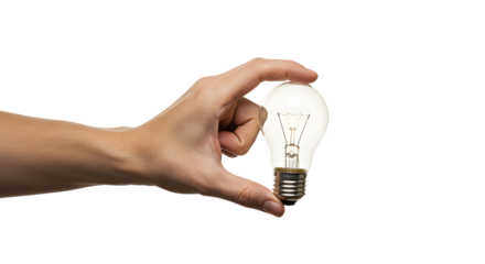 Holding Glowing Lightbulb in Hand Against a Black Background