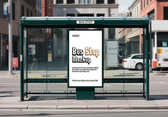 Realistic Bus Stop Mockup Banner Template