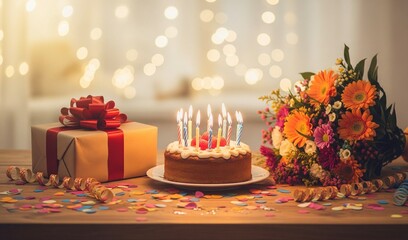 birthday cake with candles