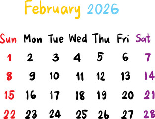 calendar planner 2026 organizer handwriting illustrations