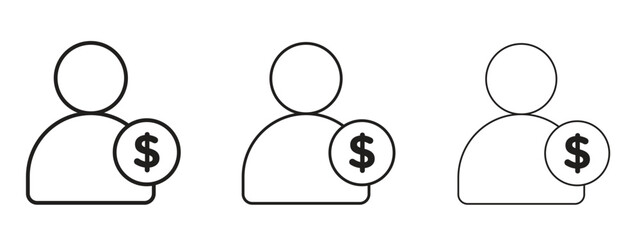 Personal loan icon linear style sign for mobile concept and web design.