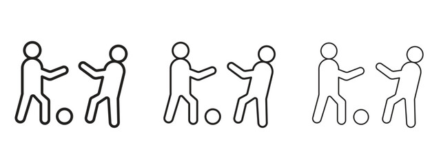 People playing Ball icon linear style sign for mobile concept and web design.