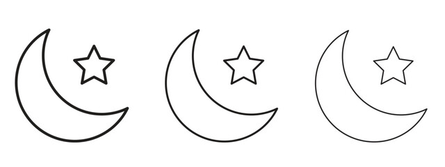 Moon and star icon linear style sign for mobile concept and web design.