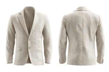 Cream-colored blazer, front and back views