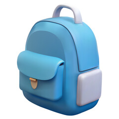3D Realistic Blue Backpack in Gradient Mesh on White Isolated Background for Back to School, Educational, and Student themes - Vector Illustration