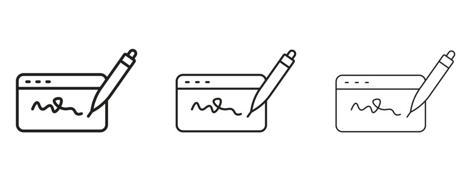 Electronic signature icon linear style sign for mobile concept and web design.