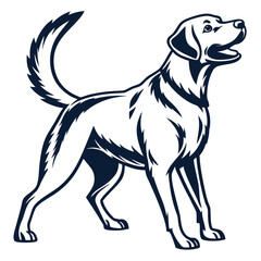 Alert labrador dog standing proudly as a clean vector icon perfect for pet services and animal enthusiast designs