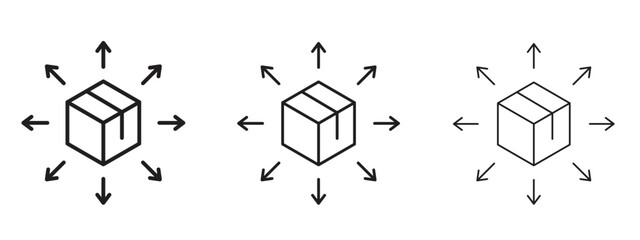 Distribution box icon linear style sign for mobile concept and web design.