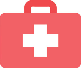 Obraz premium Red first aid kit with white cross symbol medical emergency
