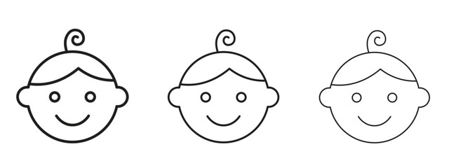 Child face icon linear style sign for mobile concept and web design.