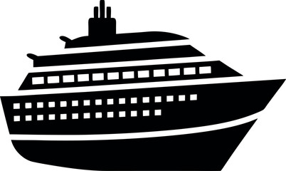 Obraz premium Fishing Boat with Cabin Silhouette