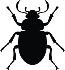 Silhouette beetle insect full body outline black shape vector Illustrator