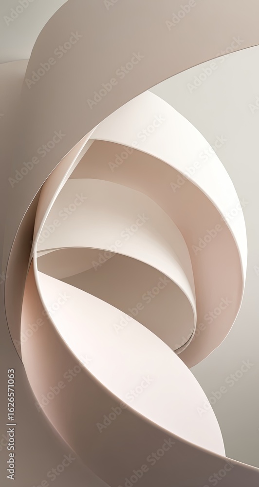 Poster abstract swirling forms in soft beige. intertwined, organic shapes create a dynamic composition. a c