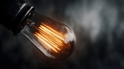 Glowing filament of a vintage light bulb