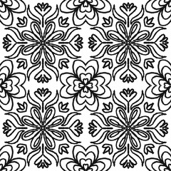  Black and white style seamless floral pattern