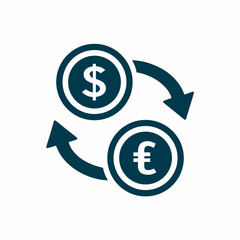 Modern Financial Money Currency Exchange Dollar to Euro Icon vector.