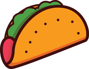 Delicious Taco Emoji Style Illustration Flat Icon Design