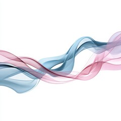 Abstract Blue and Pink Semi-Transparent Waves on White Background