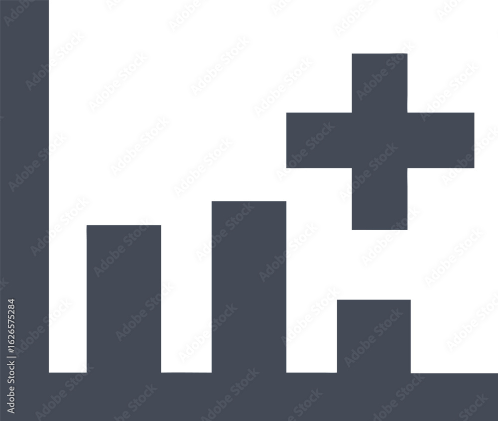 Poster bar graph with plus symbol chart data