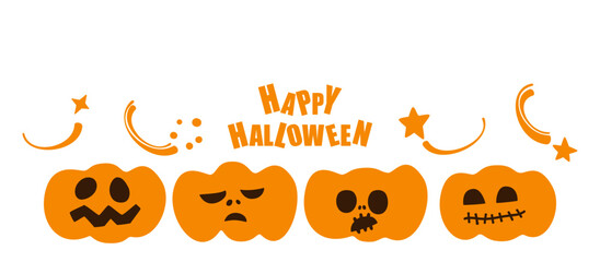 A collection of cute Halloween banners with ghosts, pumpkins, mummies and monsters. Bright and fun colors with a bright orange background. Perfect for decorating your banner, website or social media.

