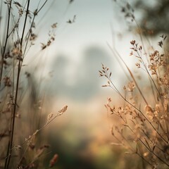 Obraz premium Close-up of Dry Grass with Blurred Background