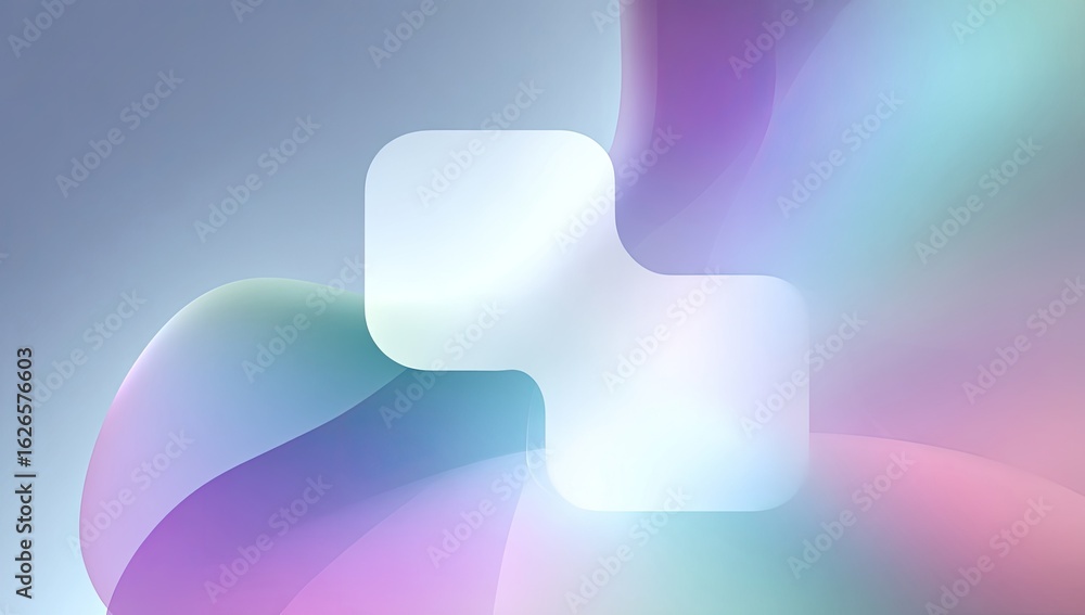 Poster abstract background with soft, flowing shapes and two overlapping squares