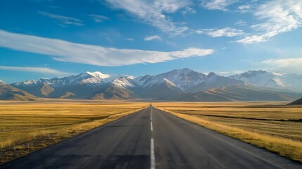 Fototapeta premium Scenic Road Through Open Grasslands