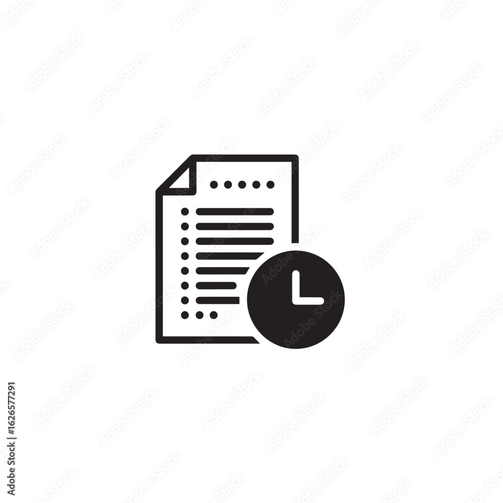Poster vector art of document with a checklist and clock icon