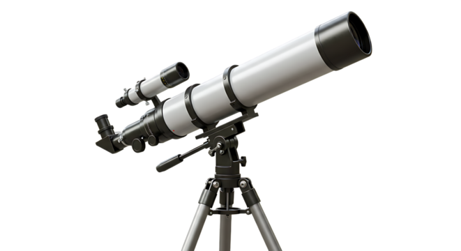 Telescope isolated on PNG background.