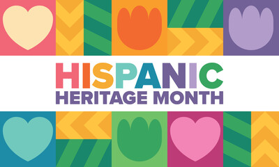 National Hispanic Heritage Month in September and October. Hispanic and Latino Americans culture. Celebrate annual in United States. Poster, card, banner and background. Vector illustration