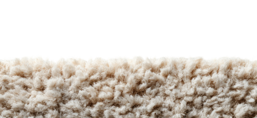 Close-up of a textured, light beige, fluffy carpet or rug