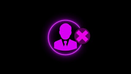 Neon Purple Silhouette of Person with X Mark on Black Background