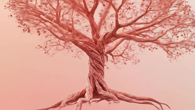 Pink abstract twisted tree illustration