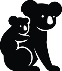 Silhouette koala bear with baby joey vector Illustrator © Ummei