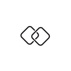 Vector art of linked squares icon isolated on white background