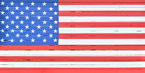 American flag painted on wooden boards