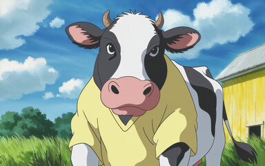 Close up portrait of cow face looking at camera