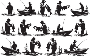 Silhouettes of Anglers: Fishing Moments on the Water

Fishermen at Work: A Day on the Lake in Silhouette

Black and White Fishing Boat Silhouettes Collection
