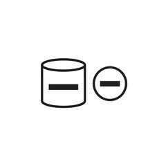 Vector art of database cylinder and round minus sign icon isolated on white background
