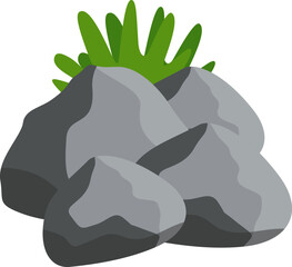 Fototapeta premium Rocks with Grass Illustration