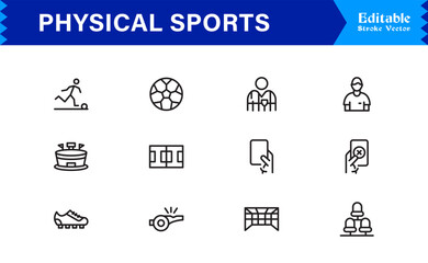 Physical Sports Line Icon Set – Professional, Modern, and Minimal Outline Icons for Athletic Activities
