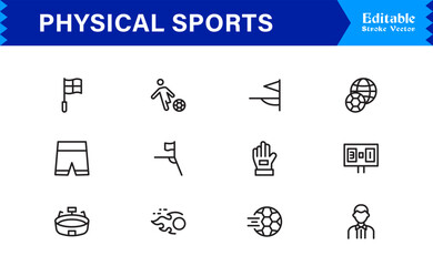 Physical Sports Line Icon Set – Professional, Modern, and Minimal Outline Icons for Athletic Activities