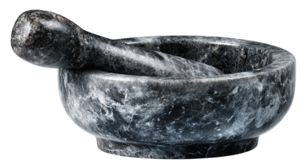 Dark gray stone mortar and pestle