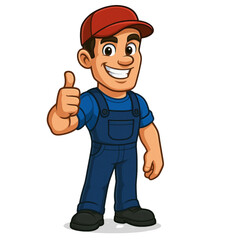 Fototapeta premium Trabalhador de uniforme azul personagem
