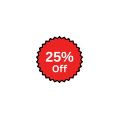 Discounts 25 percent off. Discount badge design.