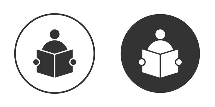 Reading icon logo design illustration template. Solid Style