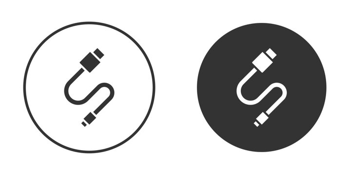 Phone cable icon logo design illustration template. Solid Style